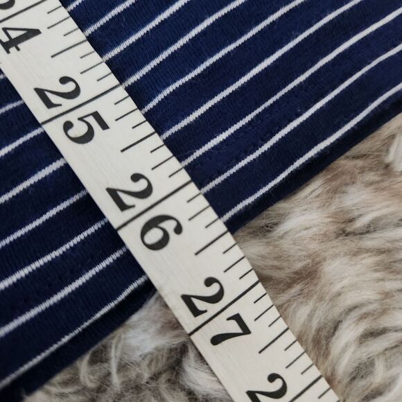 St. John's‎ Bay Cap Sleeve Lace Chest Blue and White Striped Top Women's Medium - Picture 8 of 9